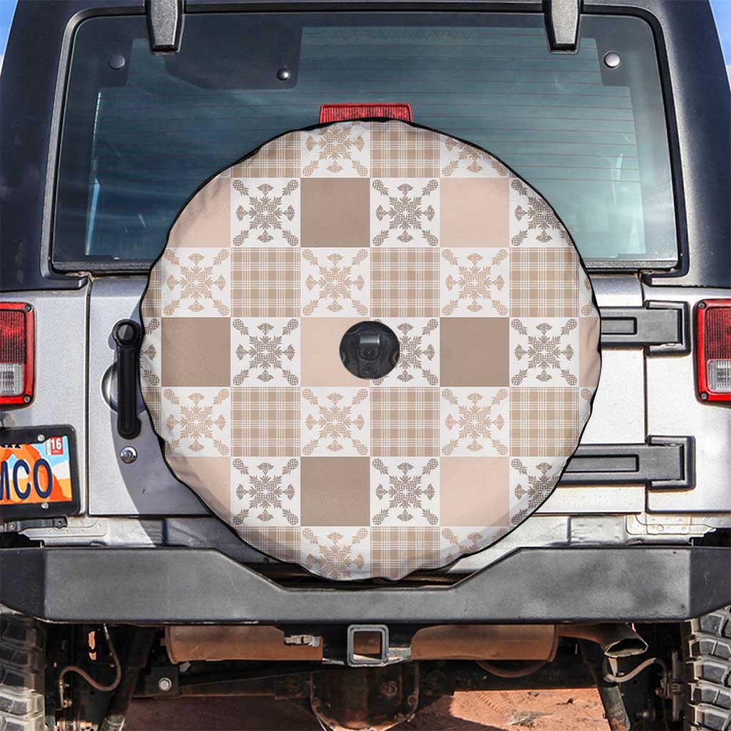 Hawaiian Palaka Quilt Pattern Spare Tire Cover Hawaii Culture Pineapple LT9 Beige - Polynesian Pride