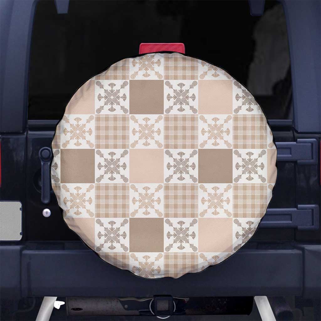 Hawaiian Palaka Quilt Pattern Spare Tire Cover Hawaii Culture Pineapple LT9 No hole Beige - Polynesian Pride