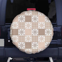 Hawaiian Palaka Quilt Pattern Spare Tire Cover Hawaii Culture Pineapple LT9 No hole Beige - Polynesian Pride