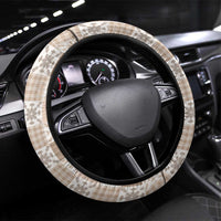 Hawaiian Palaka Quilt Pattern Steering Wheel Cover Hawaii Culture Pineapple LT9 Universal Fit Beige - Polynesian Pride