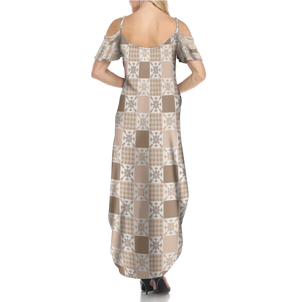 Hawaiian Palaka Quilt Pattern Summer Maxi Dress Hawaii Culture Pineapple LT9 - Polynesian Pride