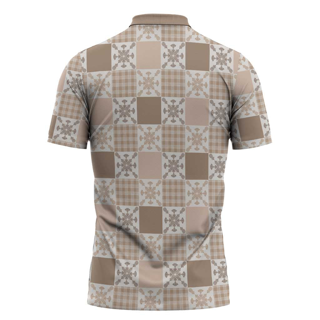 Hawaiian Palaka Quilt Pattern Zipper Polo Shirt Hawaii Culture Pineapple LT9 - Polynesian Pride