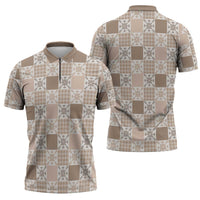 Hawaiian Palaka Quilt Pattern Zipper Polo Shirt Hawaii Culture Pineapple LT9 - Polynesian Pride