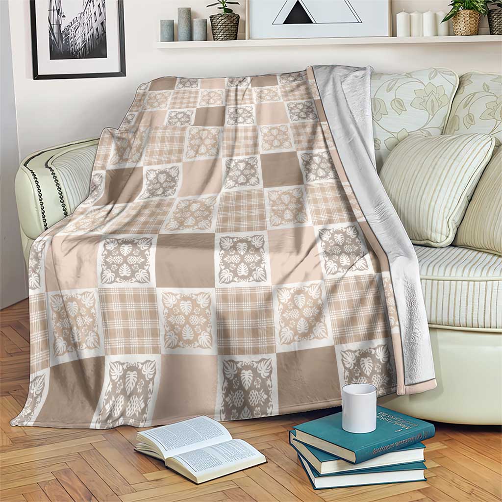Hawaiian Palaka Quilt Pattern Blanket Hawaii Culture Tropical Flowers Mix LT9 Beige - Polynesian Pride