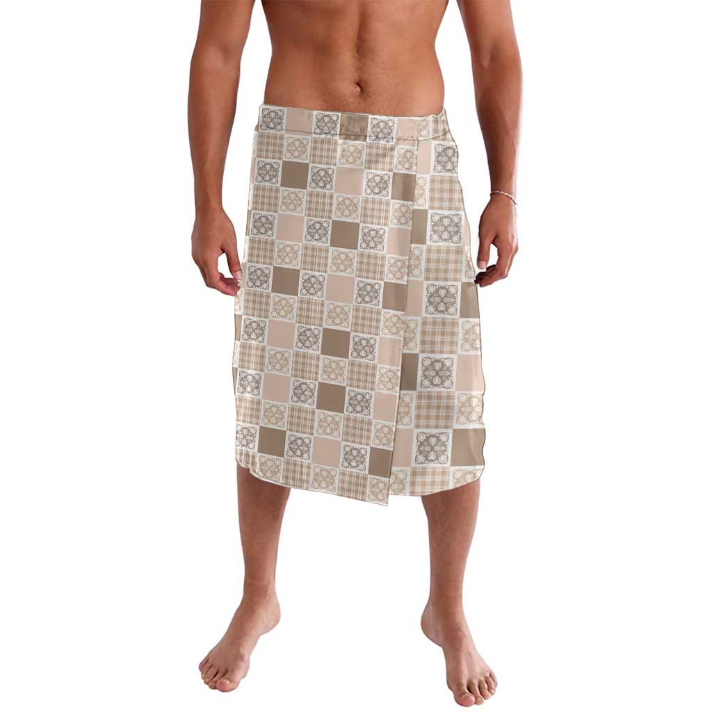 Hawaiian Palaka Quilt Pattern Lavalava Hawaii Culture Tropical Flowers Mix LT9 Beige - Polynesian Pride