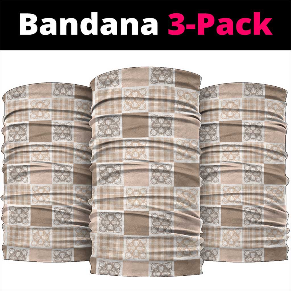 Hawaiian Palaka Quilt Pattern Neck Gaiter Hawaii Culture Tropical Flowers Mix LT9 package One Size: 25*50cm Beige - Polynesian Pride