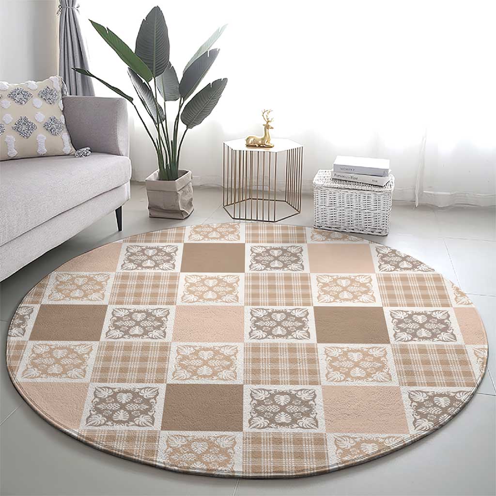 Hawaiian Palaka Quilt Pattern Round Carpet Hawaii Culture Tropical Flowers Mix LT9 - Polynesian Pride