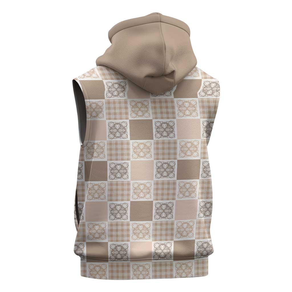 Hawaiian Palaka Quilt Pattern Sleeveless Hoodie Hawaii Culture Tropical Flowers Mix LT9 - Polynesian Pride