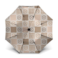 Hawaiian Palaka Quilt Pattern Umbrella Hawaii Culture Tropical Flowers Mix LT9 One Size Folded 11.42 inch Opened Diameter 37.4 inch Beige - Polynesian Pride