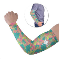 Personalised Seamless Hawaiian Quilt Pattern Arm Sleeves Hawaii Culture Palm Leaf Tropical LT9 Set of 2 Beige - Polynesian Pride