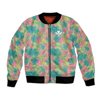 Personalised Seamless Hawaiian Quilt Pattern Bomber Jacket Hawaii Culture Palm Leaf Tropical LT9 Unisex Beige - Polynesian Pride