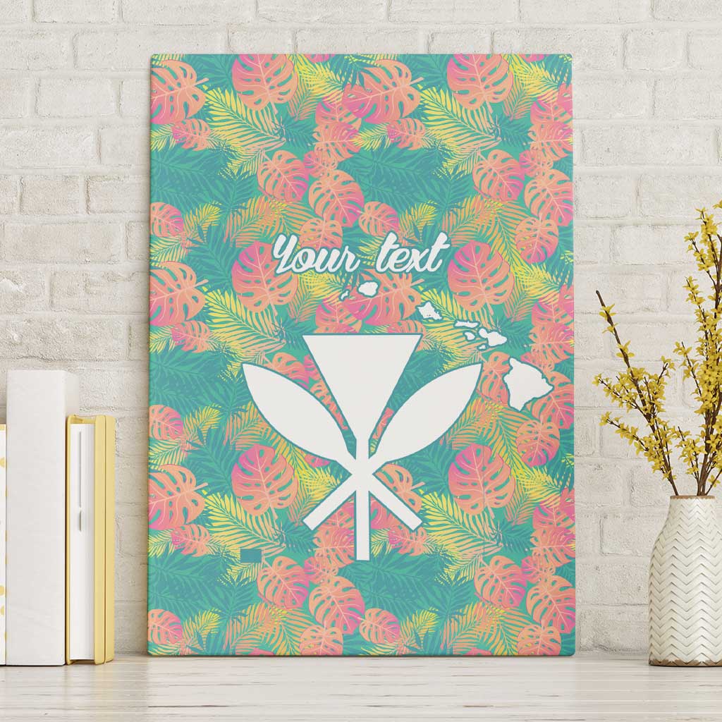 Personalised Seamless Hawaiian Quilt Pattern Canvas Wall Art Hawaii Culture Palm Leaf Tropical LT9 Without Frame Beige - Polynesian Pride