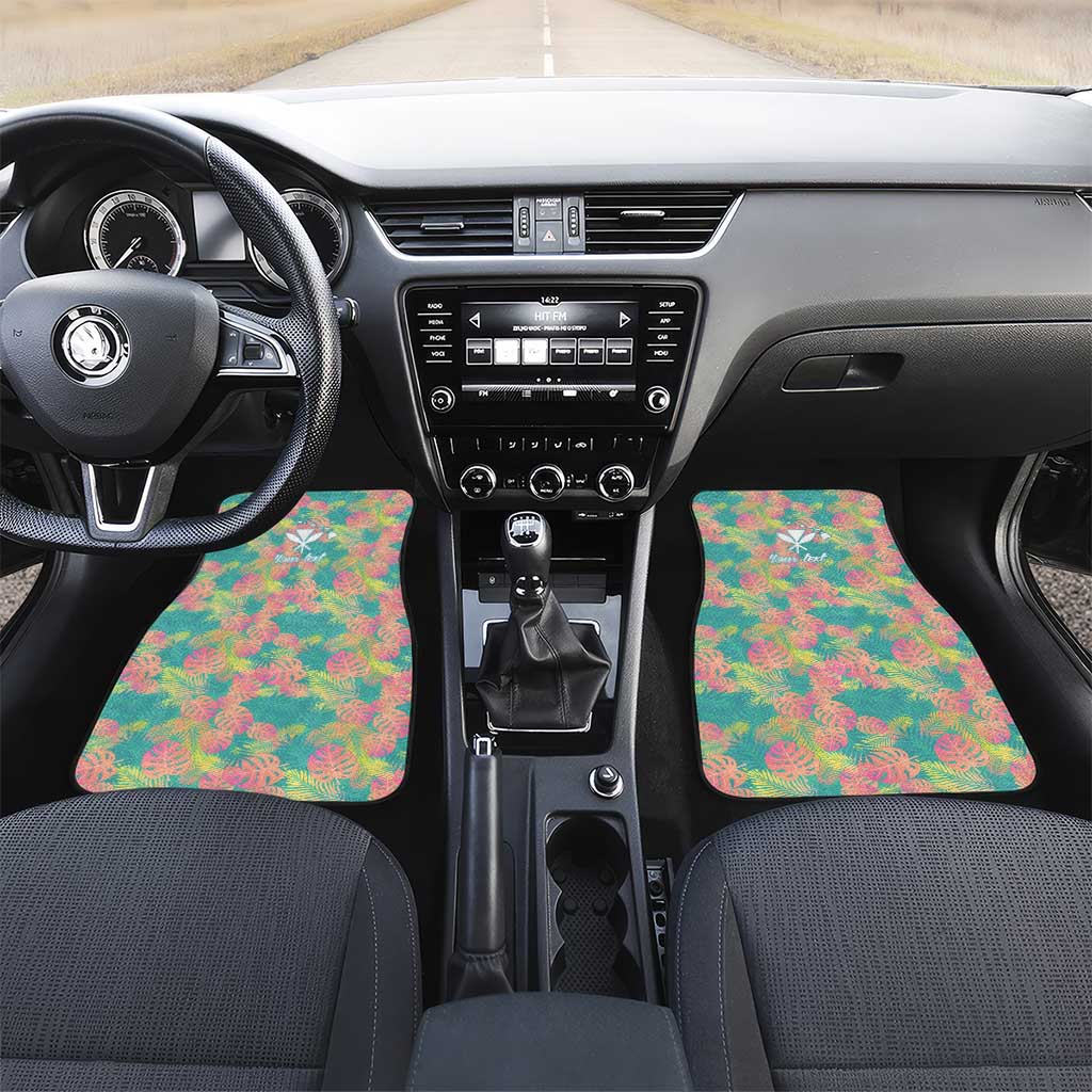 Personalised Seamless Hawaiian Quilt Pattern Car Mats Hawaii Culture Palm Leaf Tropical LT9 Set 2pcs - Front Beige - Polynesian Pride