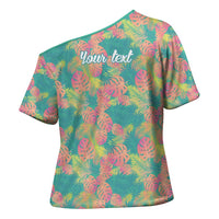 Personalised Seamless Hawaiian Quilt Pattern Cross Shoulder Shirt Hawaii Culture Palm Leaf Tropical LT9 - Polynesian Pride