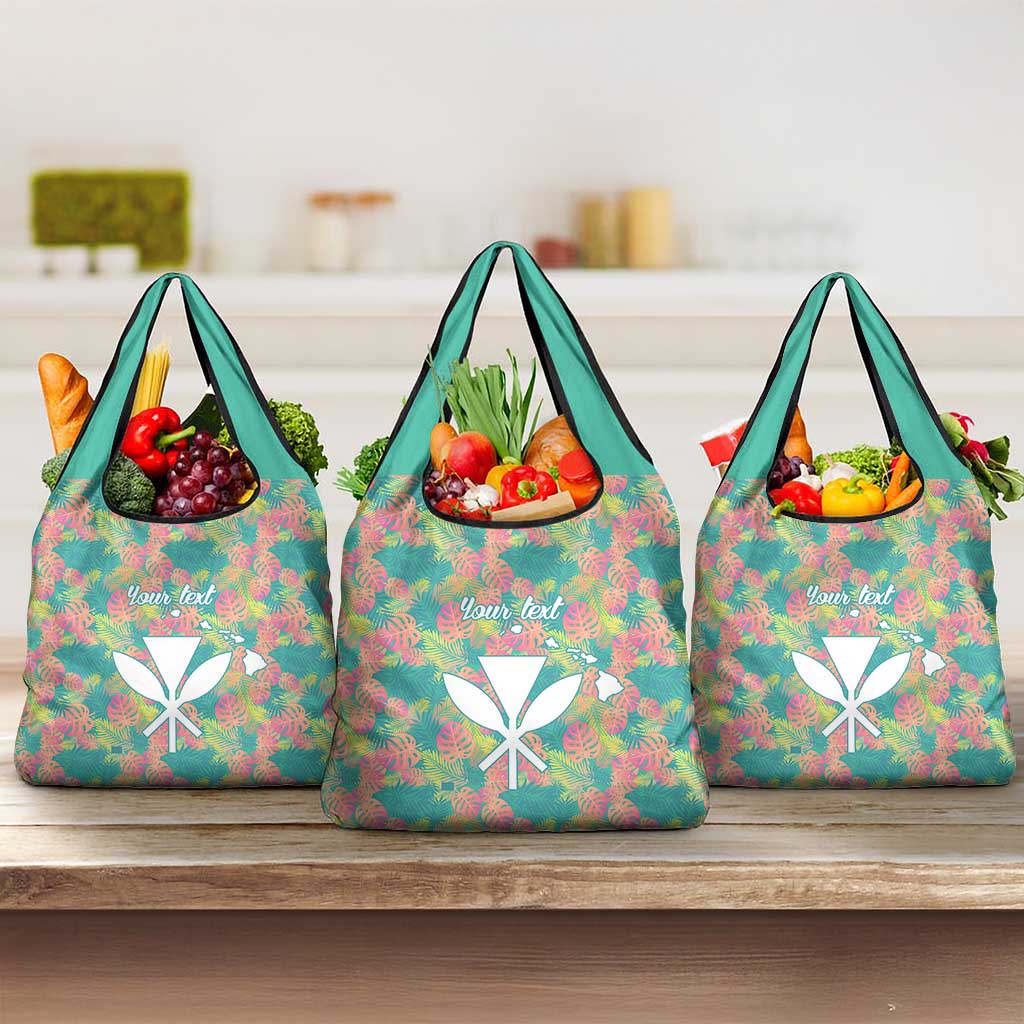 Personalised Seamless Hawaiian Quilt Pattern Grocery Bag Hawaii Culture Palm Leaf Tropical LT9 3-pack One Size Beige - Polynesian Pride