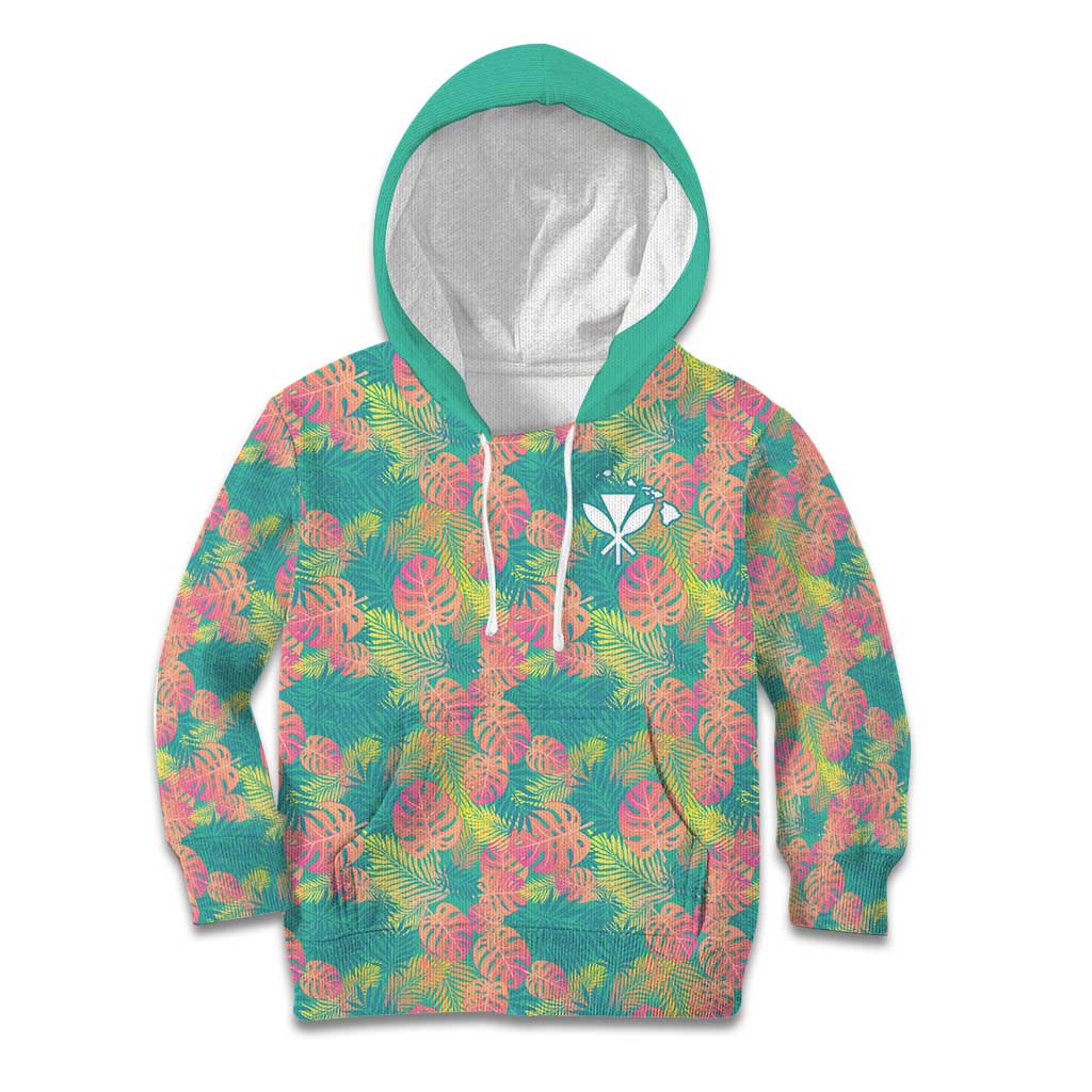 Personalised Seamless Hawaiian Quilt Pattern Kid Hoodie Hawaii Culture Palm Leaf Tropical LT9 Hoodie Beige - Polynesian Pride