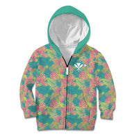 Personalised Seamless Hawaiian Quilt Pattern Kid Hoodie Hawaii Culture Palm Leaf Tropical LT9 Zip Hoodie Beige - Polynesian Pride
