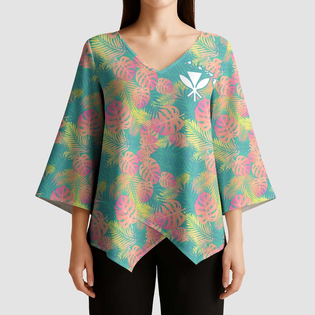 Personalised Seamless Hawaiian Quilt Pattern Kimono Sleeve Blouse Hawaii Culture Palm Leaf Tropical LT9 - Polynesian Pride