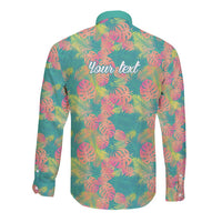 Personalised Seamless Hawaiian Quilt Pattern Long Sleeve Button Shirt Hawaii Culture Palm Leaf Tropical LT9 - Polynesian Pride