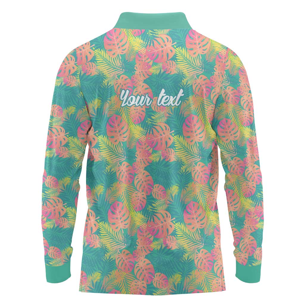 Personalised Seamless Hawaiian Quilt Pattern Long Sleeve Polo Shirt Hawaii Culture Palm Leaf Tropical LT9 - Polynesian Pride