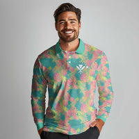 Personalised Seamless Hawaiian Quilt Pattern Long Sleeve Polo Shirt Hawaii Culture Palm Leaf Tropical LT9 - Polynesian Pride