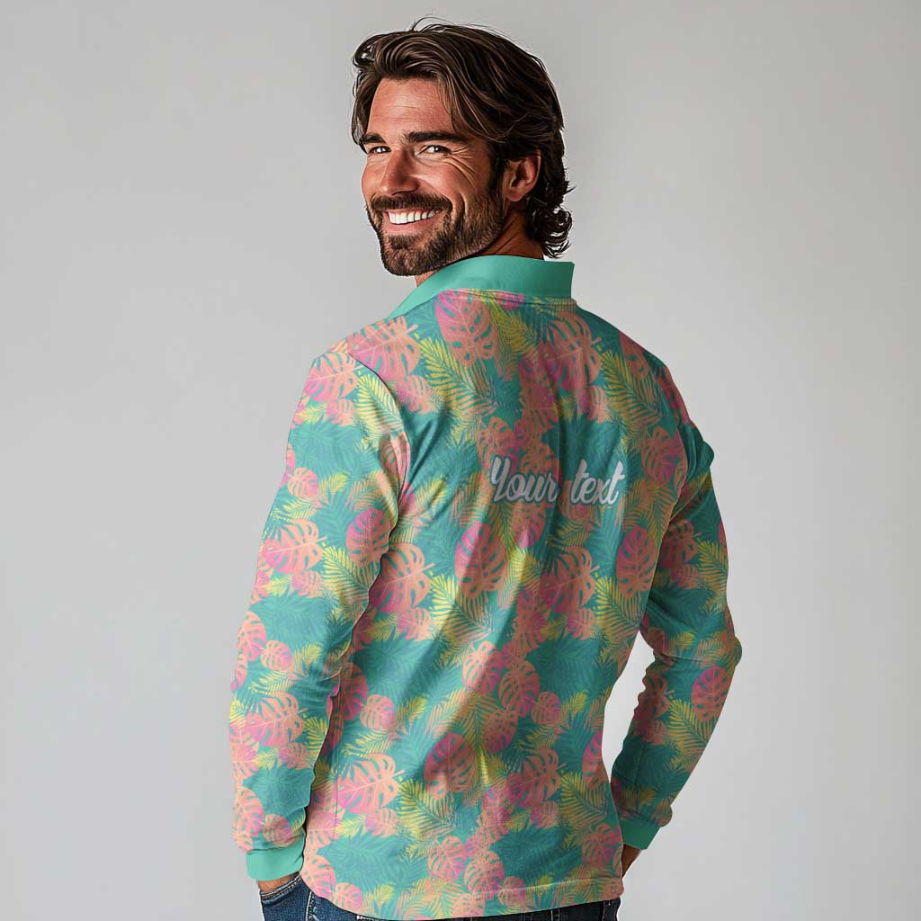 Personalised Seamless Hawaiian Quilt Pattern Long Sleeve Polo Shirt Hawaii Culture Palm Leaf Tropical LT9 - Polynesian Pride