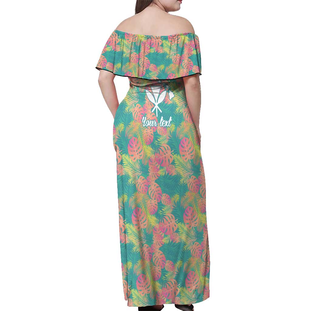 Personalised Seamless Hawaiian Quilt Pattern Off Shoulder Maxi Dress Hawaii Culture Palm Leaf Tropical LT9 - Polynesian Pride