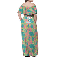 Personalised Seamless Hawaiian Quilt Pattern Off Shoulder Maxi Dress Hawaii Culture Palm Leaf Tropical LT9 - Polynesian Pride