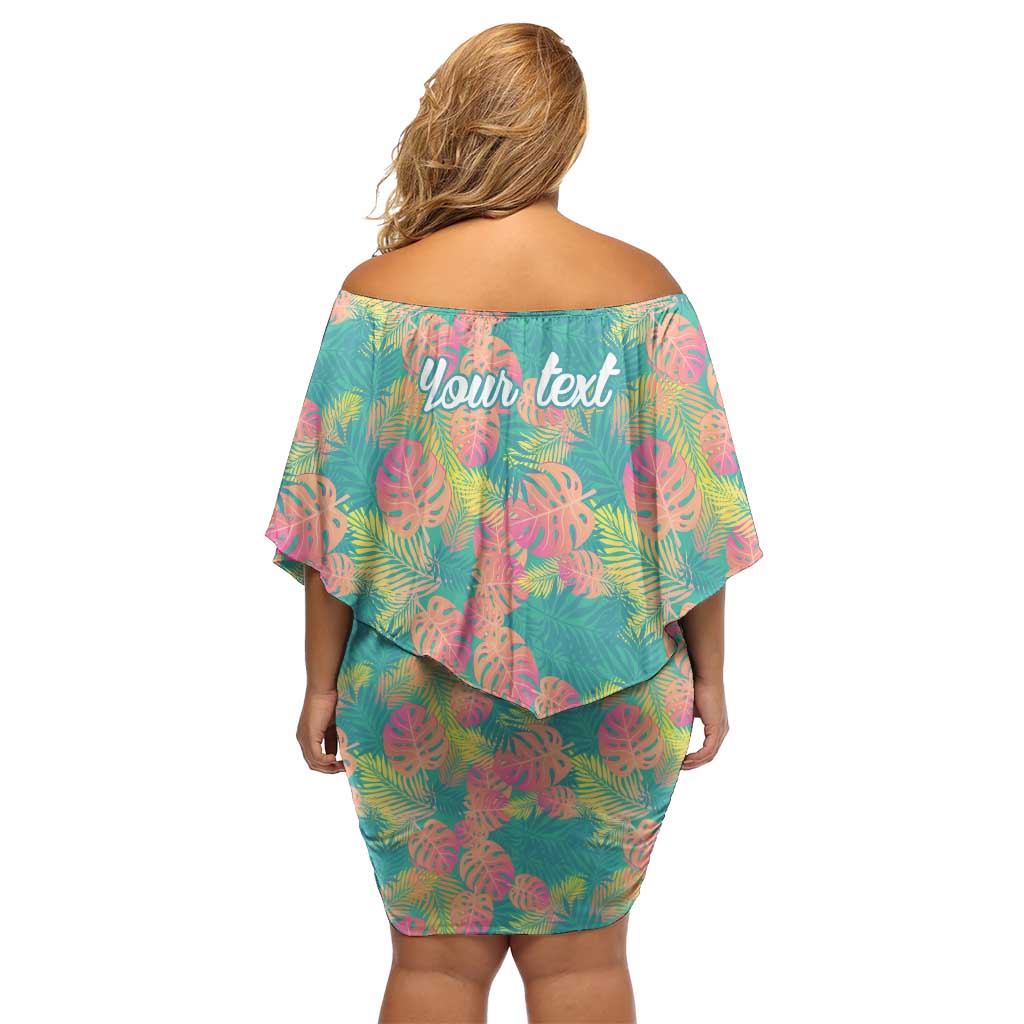 Personalised Seamless Hawaiian Quilt Pattern Off Shoulder Short Dress Hawaii Culture Palm Leaf Tropical LT9 - Polynesian Pride