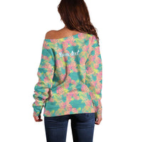 Personalised Seamless Hawaiian Quilt Pattern Off Shoulder Sweater Hawaii Culture Palm Leaf Tropical LT9 - Polynesian Pride