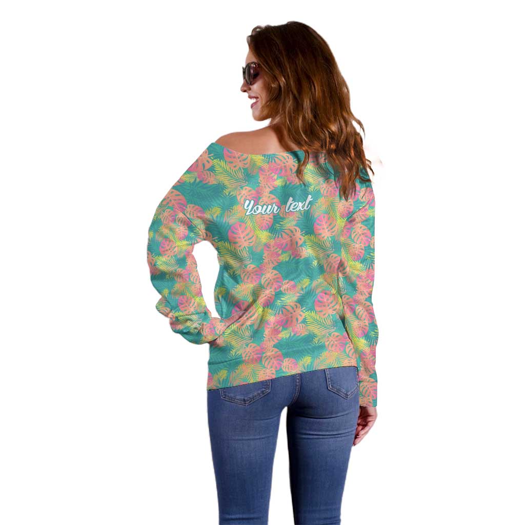 Personalised Seamless Hawaiian Quilt Pattern Off Shoulder Sweater Hawaii Culture Palm Leaf Tropical LT9 - Polynesian Pride