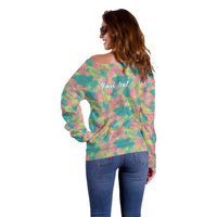 Personalised Seamless Hawaiian Quilt Pattern Off Shoulder Sweater Hawaii Culture Palm Leaf Tropical LT9 - Polynesian Pride