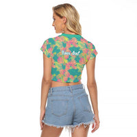 Personalised Seamless Hawaiian Quilt Pattern Raglan Cropped T Shirt Hawaii Culture Palm Leaf Tropical LT9 - Polynesian Pride