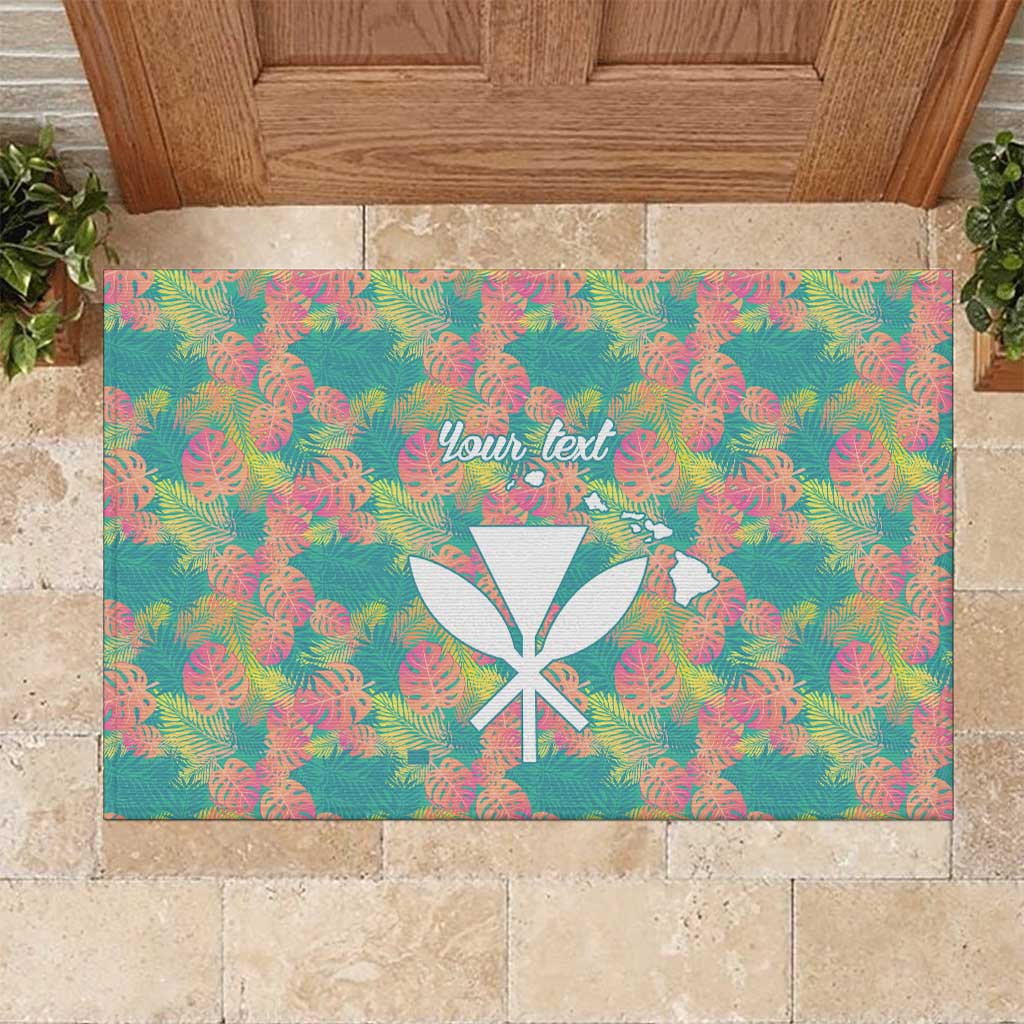 Personalised Seamless Hawaiian Quilt Pattern Rubber Doormat Hawaii Culture Palm Leaf Tropical LT9 Beige - Polynesian Pride