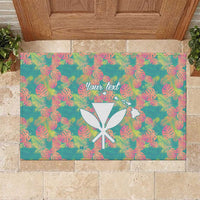 Personalised Seamless Hawaiian Quilt Pattern Rubber Doormat Hawaii Culture Palm Leaf Tropical LT9 Beige - Polynesian Pride