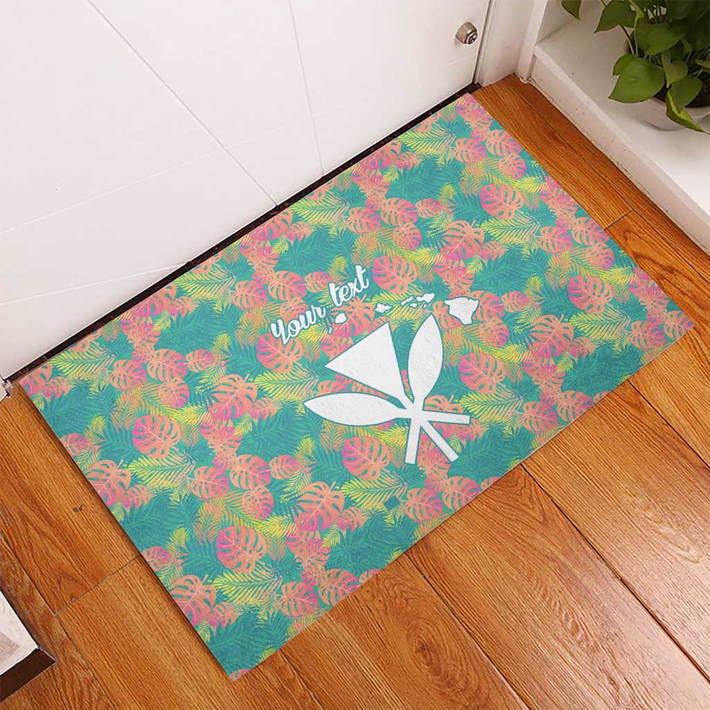 Personalised Seamless Hawaiian Quilt Pattern Rubber Doormat Hawaii Culture Palm Leaf Tropical LT9 - Polynesian Pride