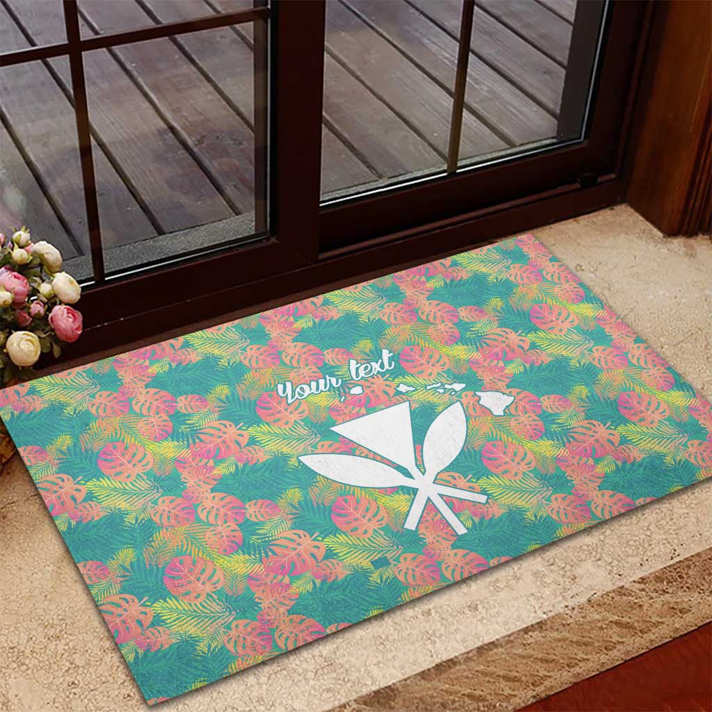Personalised Seamless Hawaiian Quilt Pattern Rubber Doormat Hawaii Culture Palm Leaf Tropical LT9 - Polynesian Pride