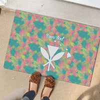 Personalised Seamless Hawaiian Quilt Pattern Rubber Doormat Hawaii Culture Palm Leaf Tropical LT9 - Polynesian Pride
