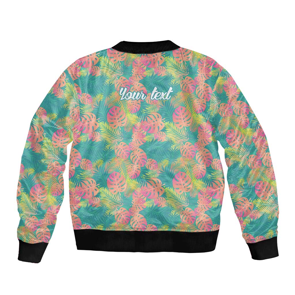 Personalised Seamless Hawaiian Quilt Pattern Sleeve Zip Bomber Jacket Hawaii Culture Palm Leaf Tropical LT9 - Polynesian Pride