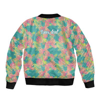 Personalised Seamless Hawaiian Quilt Pattern Sleeve Zip Bomber Jacket Hawaii Culture Palm Leaf Tropical LT9 - Polynesian Pride