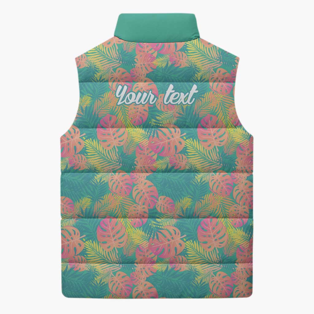 Personalised Seamless Hawaiian Quilt Pattern Sleeveless Puffer Jacket Hawaii Culture Palm Leaf Tropical LT9 - Polynesian Pride