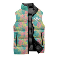 Personalised Seamless Hawaiian Quilt Pattern Sleeveless Puffer Jacket Hawaii Culture Palm Leaf Tropical LT9 - Polynesian Pride