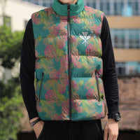 Personalised Seamless Hawaiian Quilt Pattern Sleeveless Puffer Jacket Hawaii Culture Palm Leaf Tropical LT9 - Polynesian Pride