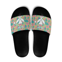 Personalised Seamless Hawaiian Quilt Pattern Slide Sandals Hawaii Culture Palm Leaf Tropical LT9 Beige - Polynesian Pride