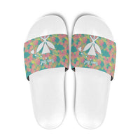 Personalised Seamless Hawaiian Quilt Pattern Slide Sandals Hawaii Culture Palm Leaf Tropical LT9 Beige - Polynesian Pride