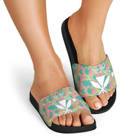 Personalised Seamless Hawaiian Quilt Pattern Slide Sandals Hawaii Culture Palm Leaf Tropical LT9 - Polynesian Pride