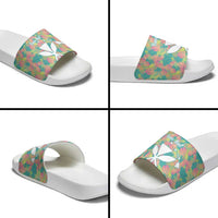 Personalised Seamless Hawaiian Quilt Pattern Slide Sandals Hawaii Culture Palm Leaf Tropical LT9 - Polynesian Pride