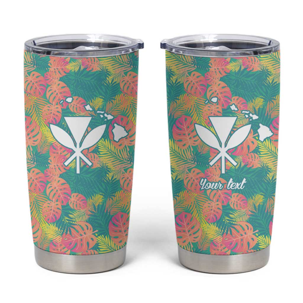 Personalised Seamless Hawaiian Quilt Pattern Tumbler Cup Hawaii Culture Palm Leaf Tropical LT9 Beige - Polynesian Pride