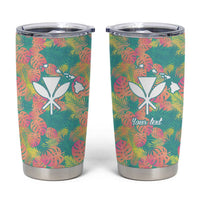 Personalised Seamless Hawaiian Quilt Pattern Tumbler Cup Hawaii Culture Palm Leaf Tropical LT9 Beige - Polynesian Pride