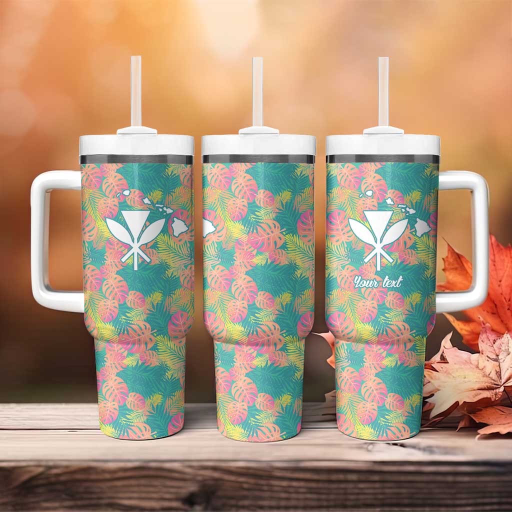 Personalised Seamless Hawaiian Quilt Pattern Tumbler With Handle Hawaii Culture Palm Leaf Tropical LT9 - Polynesian Pride